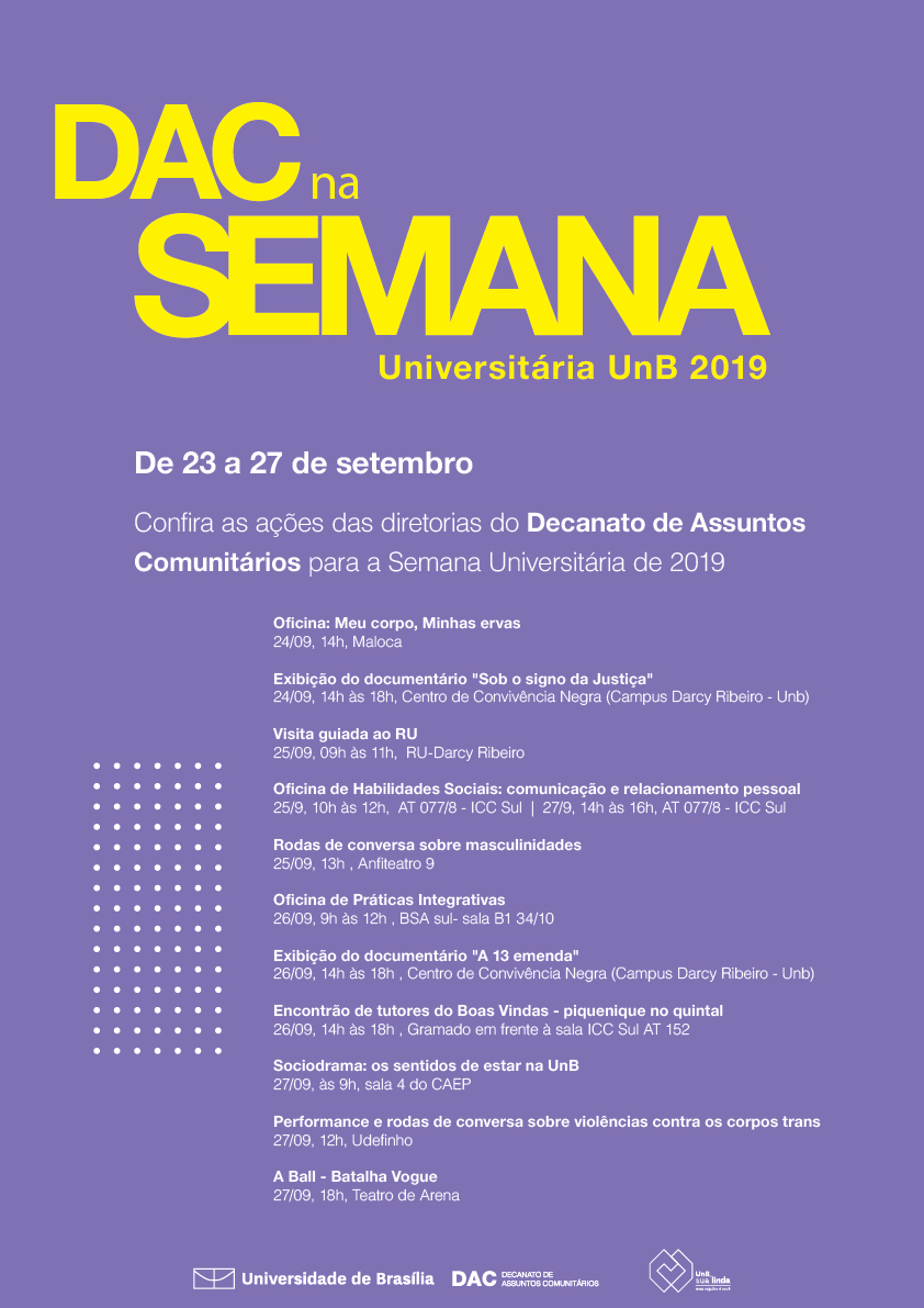CARTAZ DAC NA SEMANA UNIVERSITARIA 2019